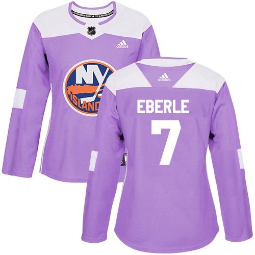 Adidas Islanders #7 Jordan Eberle Purple Authentic Fights Cancer Women's Stitched NHL Jersey - Click Image to Close